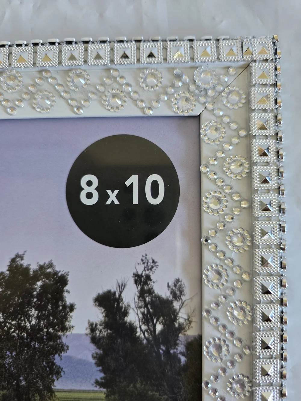 Photo Frame - White Silver Decorative 8x10 Picture Frame New Handmade